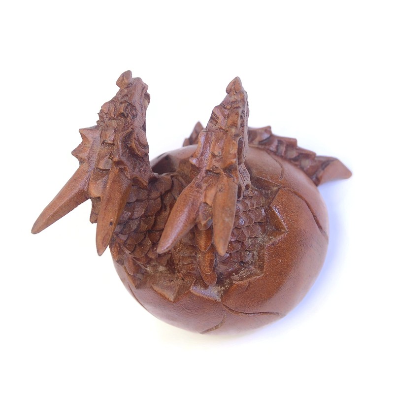 Brave Wings Two Headed Dragon Egg ~ Wooden Sculpture Gift