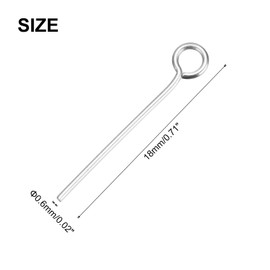 MECCANIXITY 100pcs Stainless Steel Eye Pins 0.6mm/24 Gauge 18mm Earring Flat Headpins for Jewelry Making Supplies Jewelry Findings, DIY Craft, Necklace, Silver