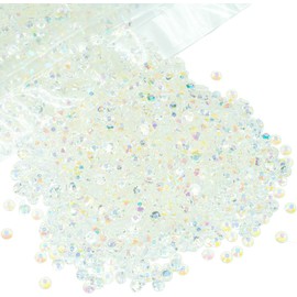 qiipii 1280PCS 6mm Transparent AB Resin Rhinestones for Crafting Clear White AB Flatback Jelly Rhinestones Bulk SS30 Non-Hotfix Stones Diamonds Gems for Face Makeup Mugs Tumblers Bottles DIY Crafts