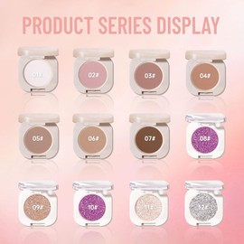 KXmzeG Light White Champagne Glitter Single Eyeshadow, Metallic Sparkle Eye Shadow Makeup, Highly Pigmented Travel Mini Palette, Vegan Cruelty-Free for Bridal Highlight Daily Soft Glam Eye Look 11#