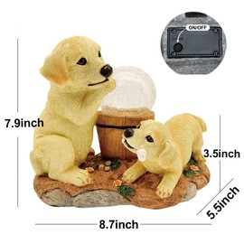 Solar Garden Dogs Statues Light, Outdoor Puppy Figurine Resin Decoration for Garden Pathway Patio Yard Lawn