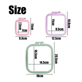 3 Pieces Cross Stitch Frame, Square Embroidery Hoop, Cross Stitch Hoop Square Embroidery Tent, Cross Stitch Accessories, Art Handicraft Accessories(Watermelon Red, Pink, Light Green)