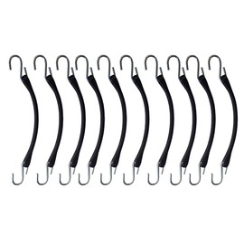 RAParts 10-Pack New 9" Heavy Duty Natural Black Rubber Bungee Straps S Hooks