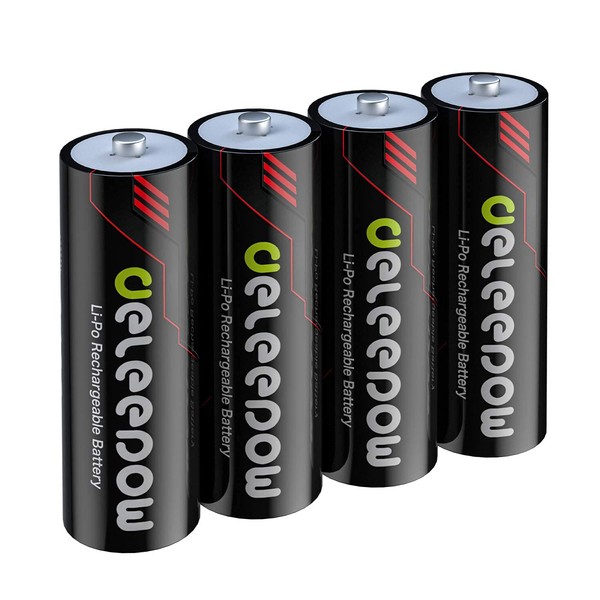 Deleepow Rechargeable AA Batteries Lithium 1.5V 3400mWh, AA Lithium Rechargeable Batteries 4-Pack 1500 Cycle (Only Battery)