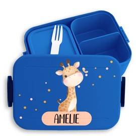 Children's Bento Box Midi for Mepal Bento Box - Cute Lunch Box Girls Giraffe with Name | Girls Nursery Gift Lunch Box | Girls Lunch Box First Day at School - 900 ml - Blue - Lunch Box and