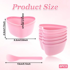 LLOUSSAK 6Pcs Facial Bowls, Heart Shaped Face Mask Mixing Bowl Set, Pink Esthetician Bowls Pedicure Bowl, Plastic Spa Bowls Facial Mask Bowls Esthetician Supplies for Home Beauty Salon Use