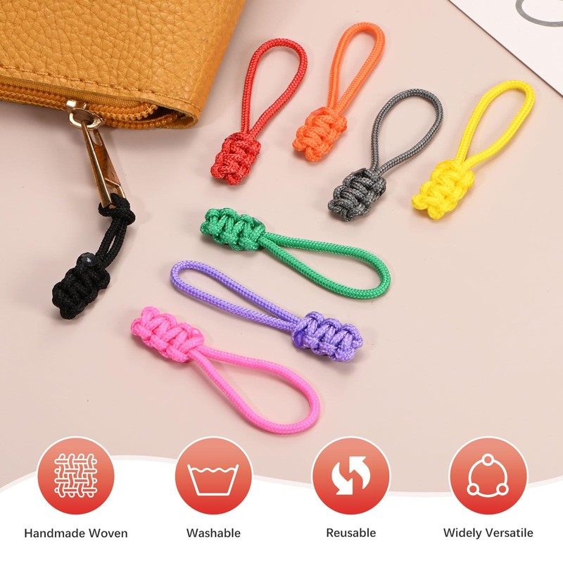 TIXIPEM Zipper Pull Replacement [6PCS] - Extender Woven Rope Zipper
