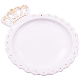 Stephanie Imports Queen's Crown Ceramic Trinket Plate and Decorative Jewelry Dish