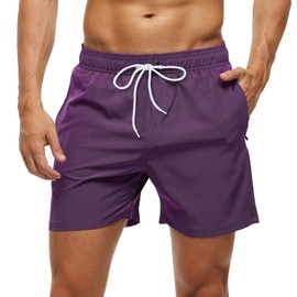 Arcweg Men's Swimming Shorts Mens Swim Trunks with Zipper Pockets Swim Shorts Mesh Lining Board Shorts Surfing Quick Dry Purple
