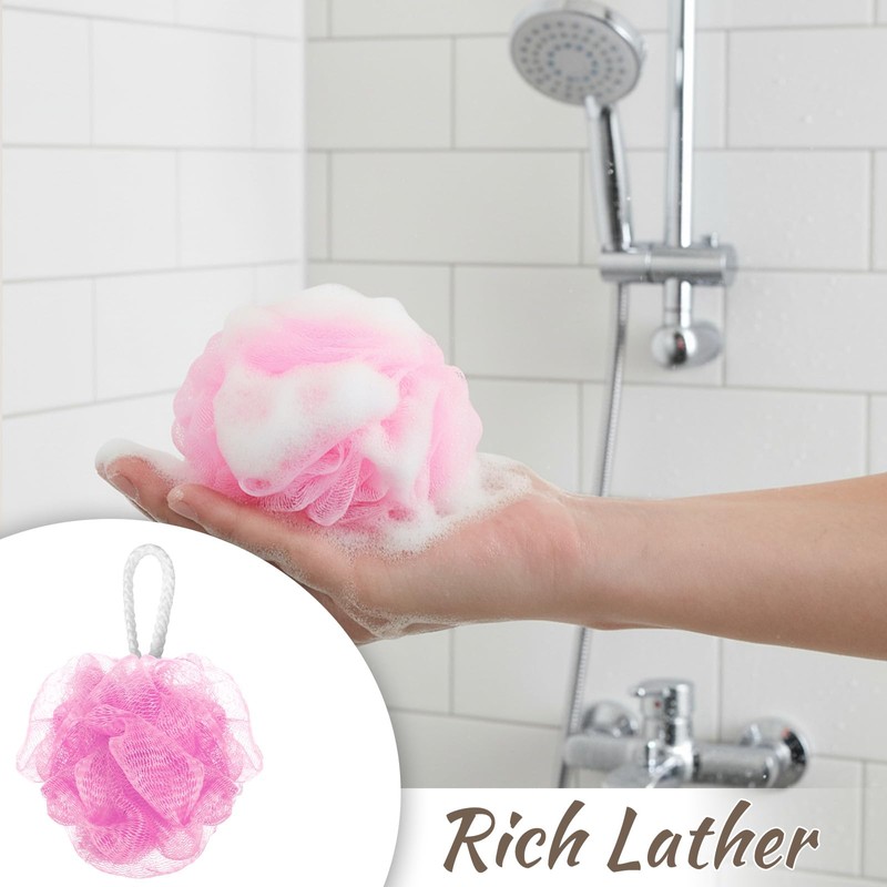 24 Pack Travel Size Loofah Individually Wrapped, Small Shower Puff