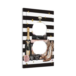 Gorgeous Girly Woman 1 Gang Duplex Receptacle Wall Plate Jumbo Electrical Outlet Cover Girls Lady Lipstick High Heel Decorative Decorator Light Switch Faceplate Socket Cover