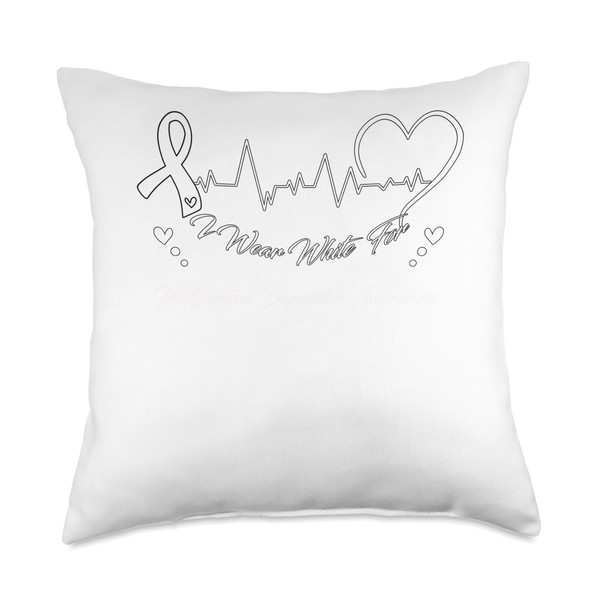 I Wear White For POSTPARTUM DEPRESSION Awareness Throw Pillow