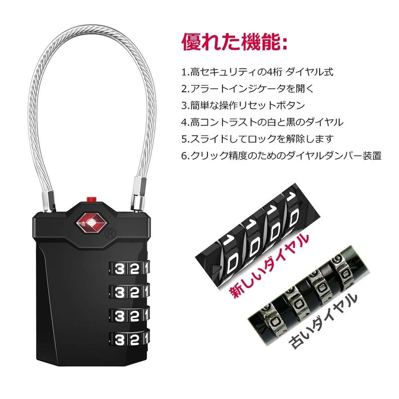 ZHEGE TSA Lock Wire Lock Travel Padlock 4 Digit Combination