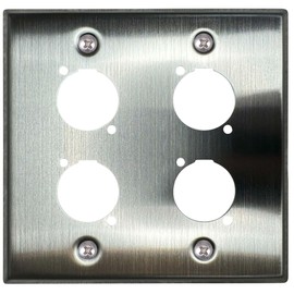 DIYTECH XLR Wall Plate Blank and XLR Panel Combo - Perfect for Professional Audio Setups in Studios, Theaters, and Conference Rooms - Easy to Install and Durable Design (4 Port Stainless Steel)
