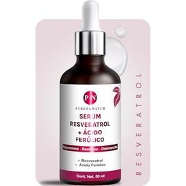 PUREZA NATUR Serum Resveratrol  Ácido Ferúlico facial  Suero facial regenerador y antioxidante Rejuvenece, Reafirma, Desmancha 50ml