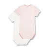 Sanetta Bodysuit Short Sleeve (Double Pack) White and Pink Striped