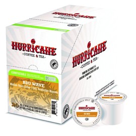 Hurricane Coffee Big Wave Medium Roast Coffee, Compostable Single Serve Coffee Pods Compatible with Keurig K-Cup Brewers, 20 Count