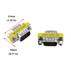 Antrader 6-Pack DB15 VGA SVGA KVM Male to Male Mini Gender Changer Coupler Adapter Connector for PC