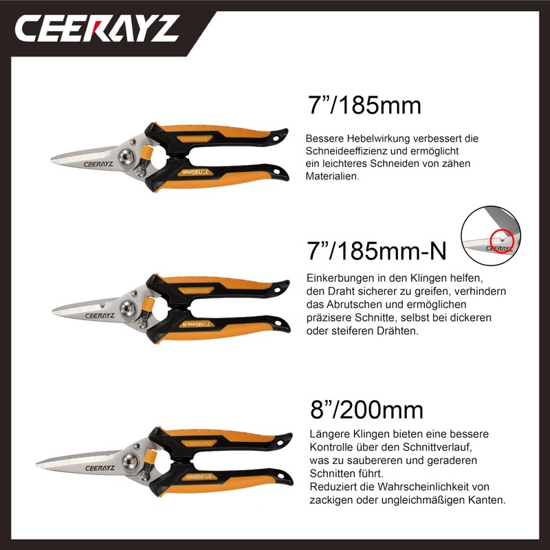 CEERAYZ 200 mm Scissors, Grow Scissors, Garden Shears, Robust Industrial