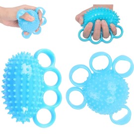 Hand Grip Strength Ball Exerciser Strengthener Rehabilitation Forearm Exercise Ring Strength Trainer Soft Stretchable Finger Wrist Flexibility Exerciser for Yoga Athletes Musicians