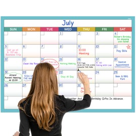 Dry Erase Calendar for Wall - Undated 1 Month Wall Calendar Dry Erase, 40" x 28", Erasable & Reusable Laminated White Board Calendar with 8 Round Stickers, Great Layout Wall Calendar Dry Erase for Home