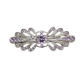 Faship Gorgeous Violet Rhinestone Crystal Small Floral Hair Barrette Clip