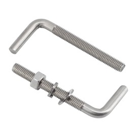 L-Shaped Threaded Bolt Kits, 304 Stainless Steel, Foundation Anchor Bolts, Square Screws, Hanging Hooks, M12 x 100mm, 2 Pieces
