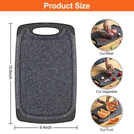 KIMIUP Plastic Chopping Board,Professional Kitchen Cutting Board,Dishwasher Safe Cutting Boards With Juice Grooves & Carrying Handle & No BPA