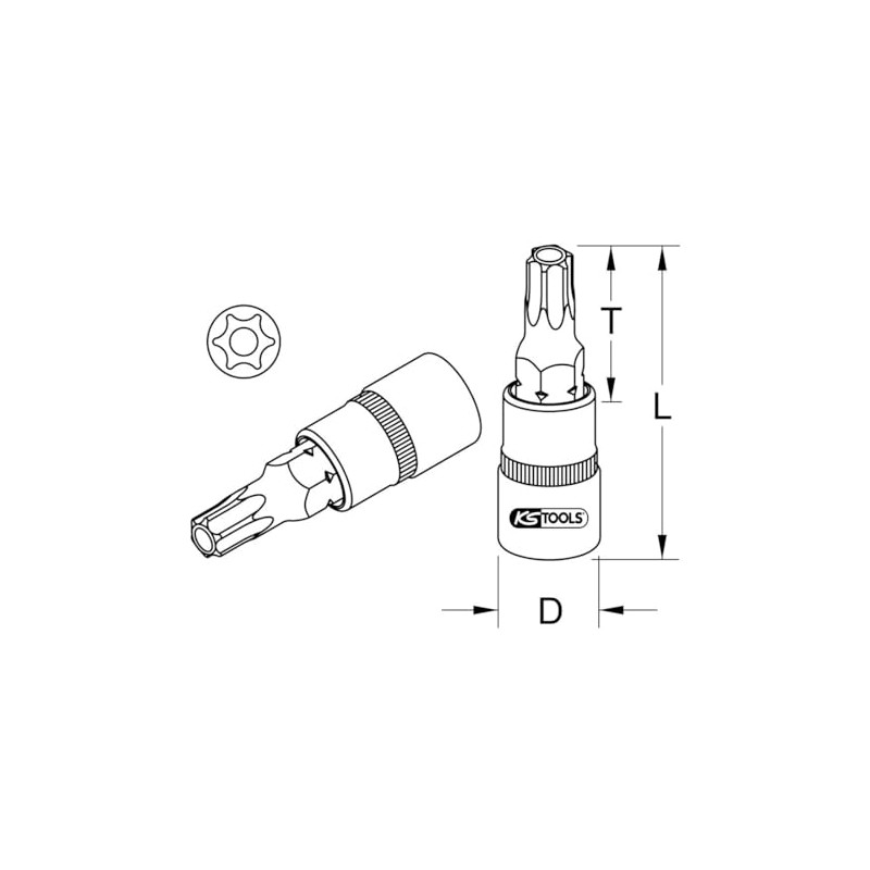 KS Tools 1/4 Inch Chrome Plus Bit Socket Torx with