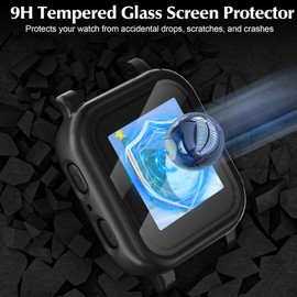 2 Pack Protective Case Compatible with Gabb Watch 3 Screen Protector, Hard PC Bumper Cover Built-in Tempered Glass Compatible for Gabb Kids Watch 3 Accessories（NOT Compatible for Gabb Watch 2/1）