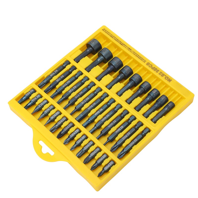 35Pcs Screwdriver Bit Set Magnetic S2 Steel 1/4in Hex Shank
