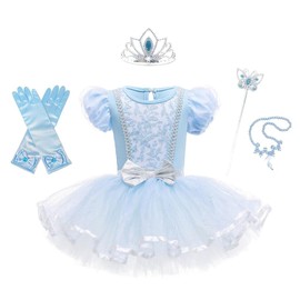 Dressy Daisy Princess Ballet Leotards Tutu Dress for Little Girls Ballerina Outfits Dance Costume Dancewear with Tulle Skirt and Accessories Size 6 7 Blue 077