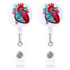 Andibro Pack of 2 Anatomy Nurse Badge Holder, Retractable Heart