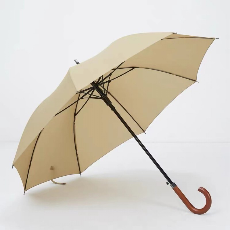 Long Umbrella Long Wooden Handle Windproof Retro Style Water Resistant