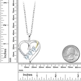Gem Stone King 0.79 Cttw Sky Blue Aquamarine and White Lab Grown Diamond 925 Silver and 10K Yellow Gold Pendant Necklace For Women With 18 Inch Chain