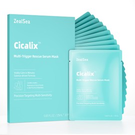 Cicalix Face Masks Skincare Set, Derm Solution Sheet Mask for Multi-Trigger Sensitivity, Soothing & Calming, Strengthen & Restore Skin, Facial Mask with Cica & Ceramide, 10 Pack