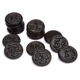 Dutch Licorice Candy Coins - Lightly Salted Black Licorice Coins - (8 Oz Bag) by Fruidles