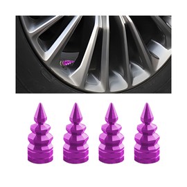 Sandfren Car Tire Valve Caps, 4PCS Aluminum Heavy Duty Vehicle Wheel Tyre Valve Stem Cover, Dust Proof Automotive Exterior Protection Accessories, Universal for SUV Motorcycle Truck (Purple)