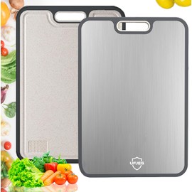 UFJEG Titanium Cutting Board for Kitchen, Cutting Board Double Sided Food Grade, Pure Titanium and Wheat Straw PP for Chopping Meat/Vegetables, Dishwasher Safe Easy to Clean Large Size 15.5”×11”