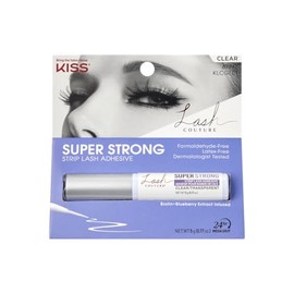 KISS Lash Couture Clear Strip Lash Adhesive with Biotin & Blueberry Extract, Latex-Free, Dermatologist Tested, Pegamento super fuerte para pestañas KISS