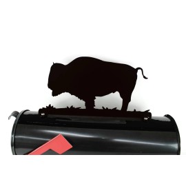 81 Metal Art Bison Buffalo Metal Mailbox Topper 7 Inches Tall Matte Black