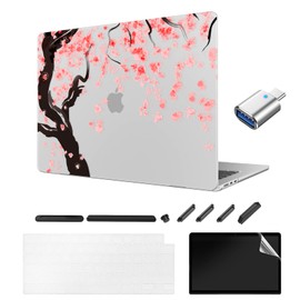 TeDaWen Compatible MacBook Air 13.6 Inch Case 2023-2024 Release Model: M3 A3113 M2 A2681 Chip, Printed Pattern Hard Shell Laptop Case for MacBook Air 13.6 inch, Cherry Blossom A9