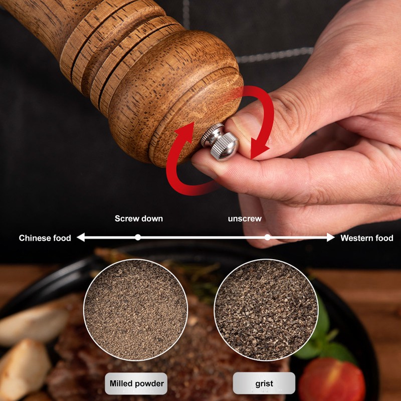 Manual Salt Pepper Grinders Wooden Salt Pepper Mill Shakers for