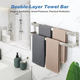 Alise Double Towel Bar, 24" Towel Racks for Bathroom Wall Mounted SUS304 Stainless Steel, Heavy Duty Bathroom Towel Holder, Quick Drying Towel Hanger, Brushed Nickel
