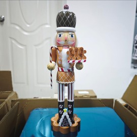 Christmas Decorations Nutcracker Ornaments, 14 Inch Traditional Wooden Nutcracker Figures Gift for Christmas Thanksgiving Decor Table Party Holiday(Style B)