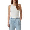s.Oliver Leather Belt with Logo, ecru