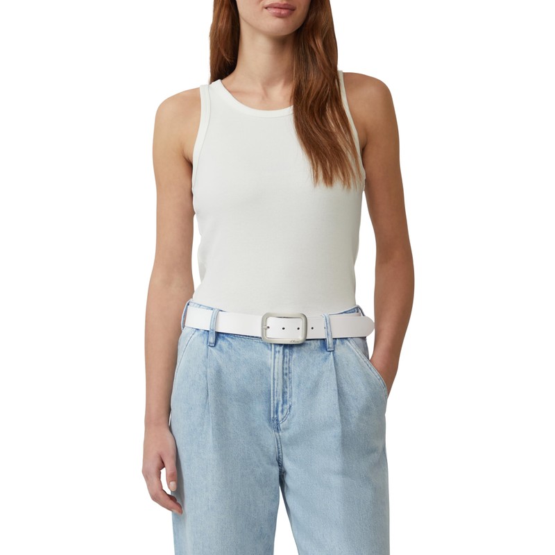 s.Oliver Leather Belt with Logo, ecru