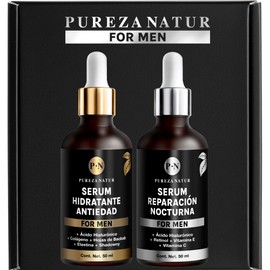 PUREZA NATUR Pack de cuidado facial para hombre completo con serum de da y de noche  Hidratacin, proteccion y regeneracin paquete