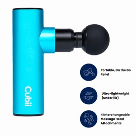 Cubii Knot - Mini Handheld Massage Gun with 4 Massage Heads and Carrying Bag