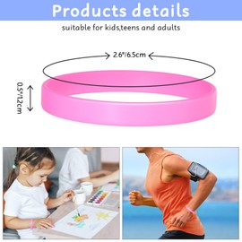 Morcheiong 12 Pieces Silicone Bracelets- Pink Color Blank Rubber Wristbands for Adults Teen Party Favors